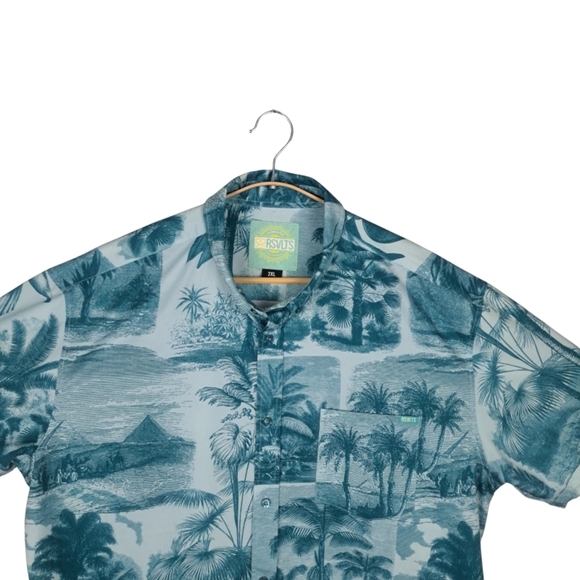 NWOT RSVLTS Men's 2XL Litho Palms Kunuflex All Over Print Short Sleeve - Picture 5 of 10